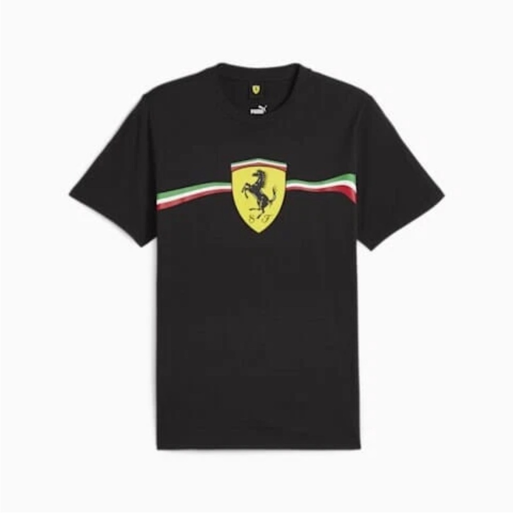 Scuderia Ferrari F1 Men's Puma Big Shield Heritage T-Shirt -Black Large